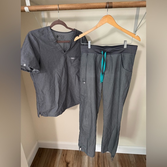 Figs Other - FIGS Gray Top and Pants with Tapered Legs and Elastic Waistband
